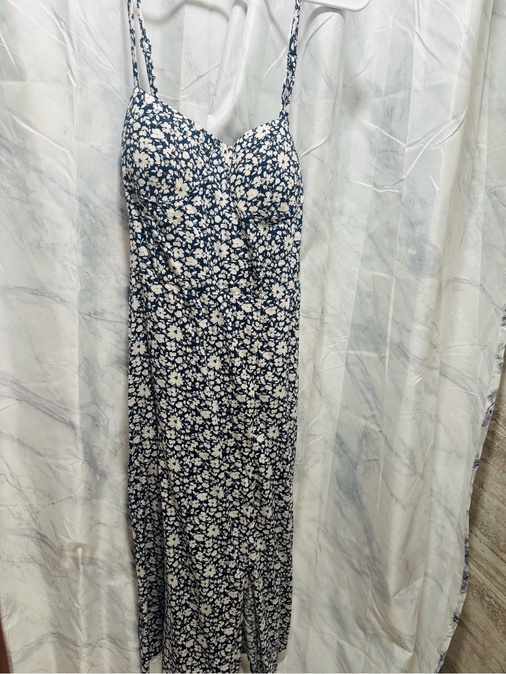 As U Wish Navy and White Floral Maxi Dress